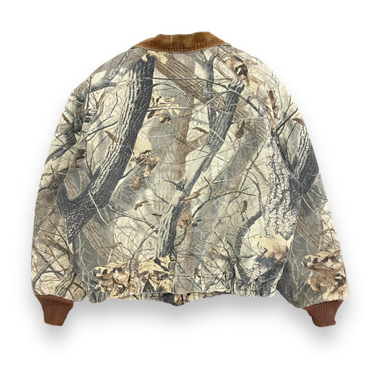 1990s Walls Realtree Camouflage Lined Bomber Jacket with Corduroy Collar - Size Large