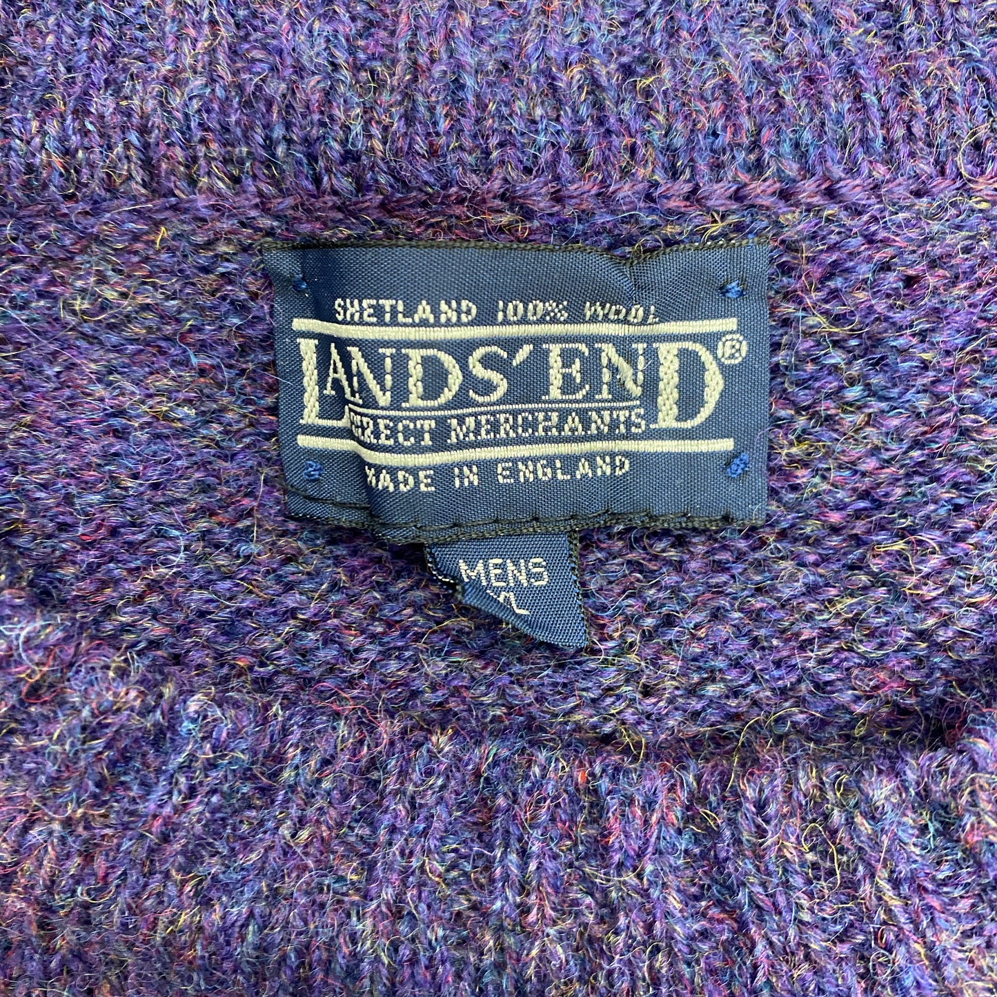 Vintage Land's End Shetland Wool Heathered Purple Sweater - Size XL