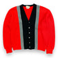 Vintage 1960s Pennleigh Red and Black Knit Cardigan - Size Large