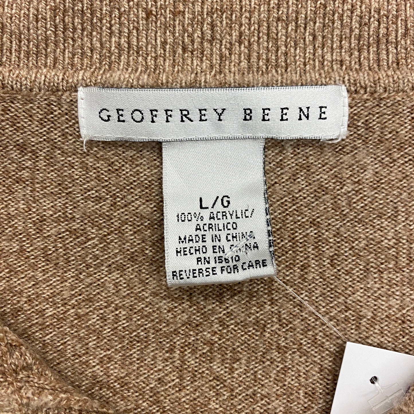 Vintage Geoffrey Beene Tan Cable Knit Collared Sweater - Size Large