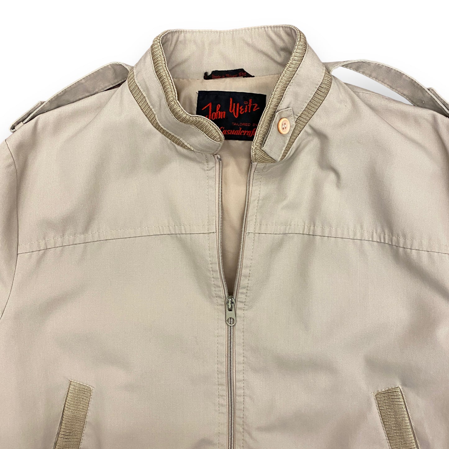 Vintage 1980s John Weitz Tan Bomber Jacket - Size M/L