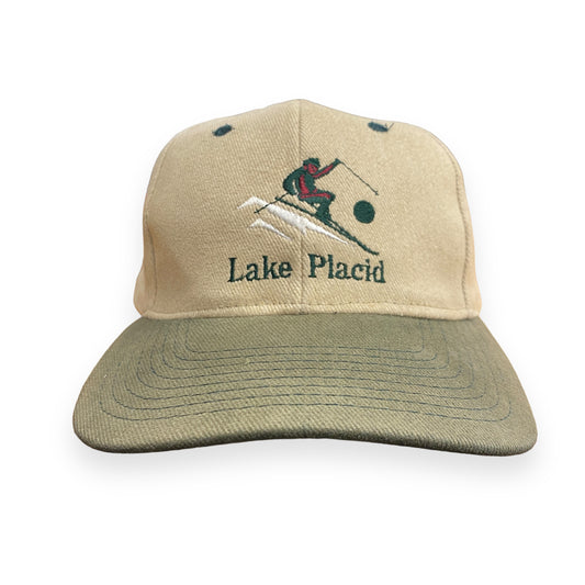 Vintage Lake Placid Skiing Embroidered Strapback Hat