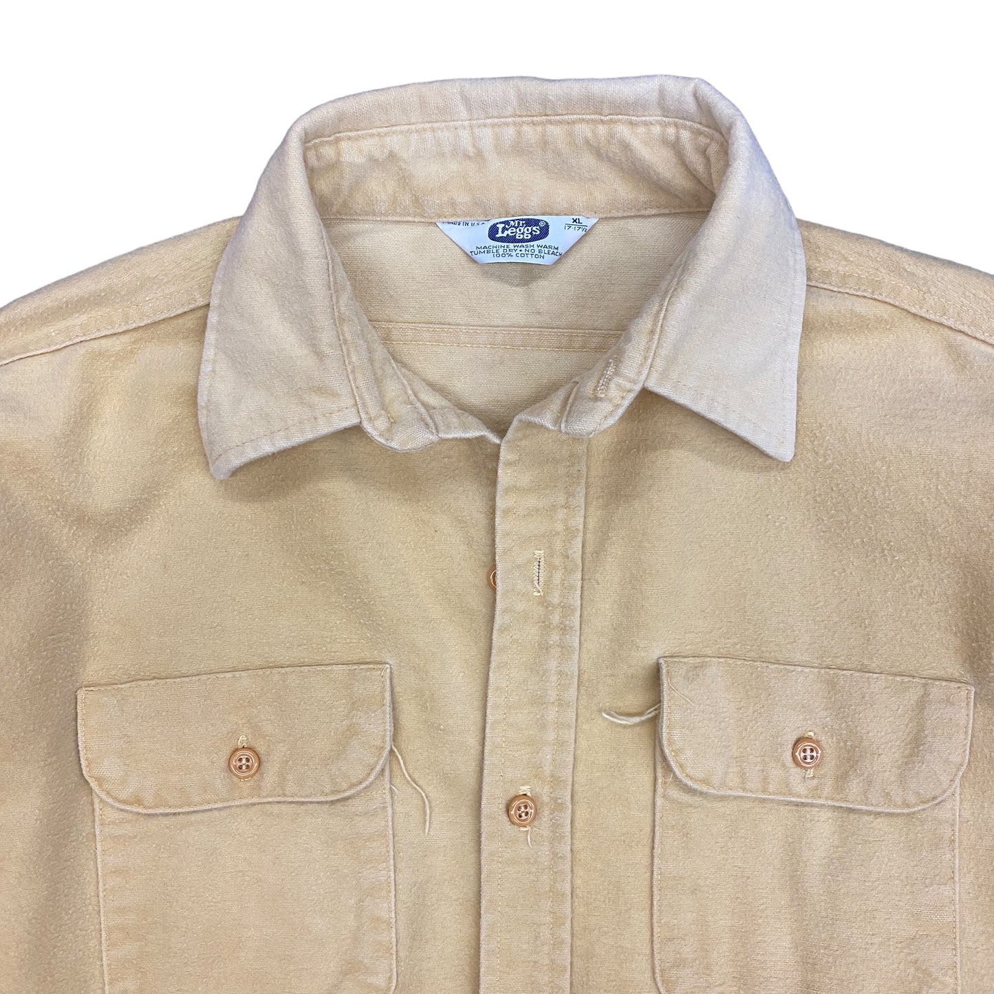 Vintage 1980s Mr. Leggs Light Yellow Chamois Flannel Button Up - Size XL