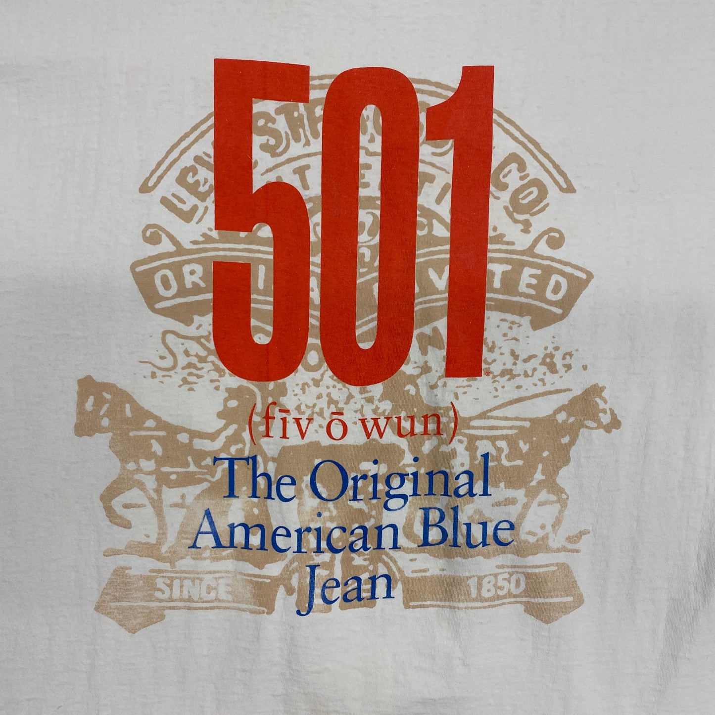 1990s Levi's 501 American Blue Jean Tee - Size XL
