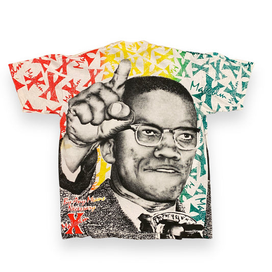 Vintage 1990s Malcolm X "By Any Means Necessary" AOP Tee - Size Large