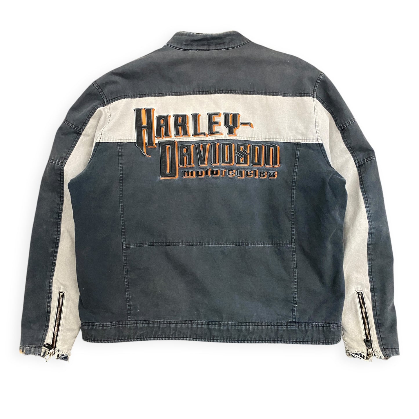 00's Harley Davidson Lined Canvas Cafe Jacket - Size Large