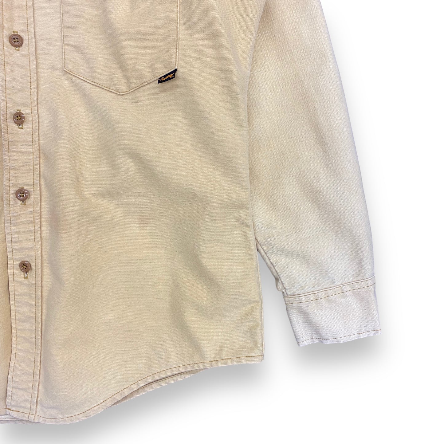 1980s Duxbak Light Yellow Canvas Button Up Shirt - Size Large