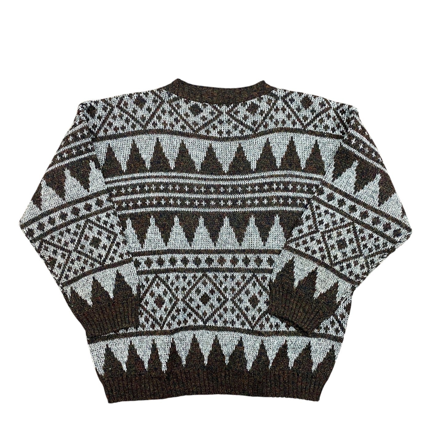 Vintage 1980s Geometric Knit Sweater - Size Medium