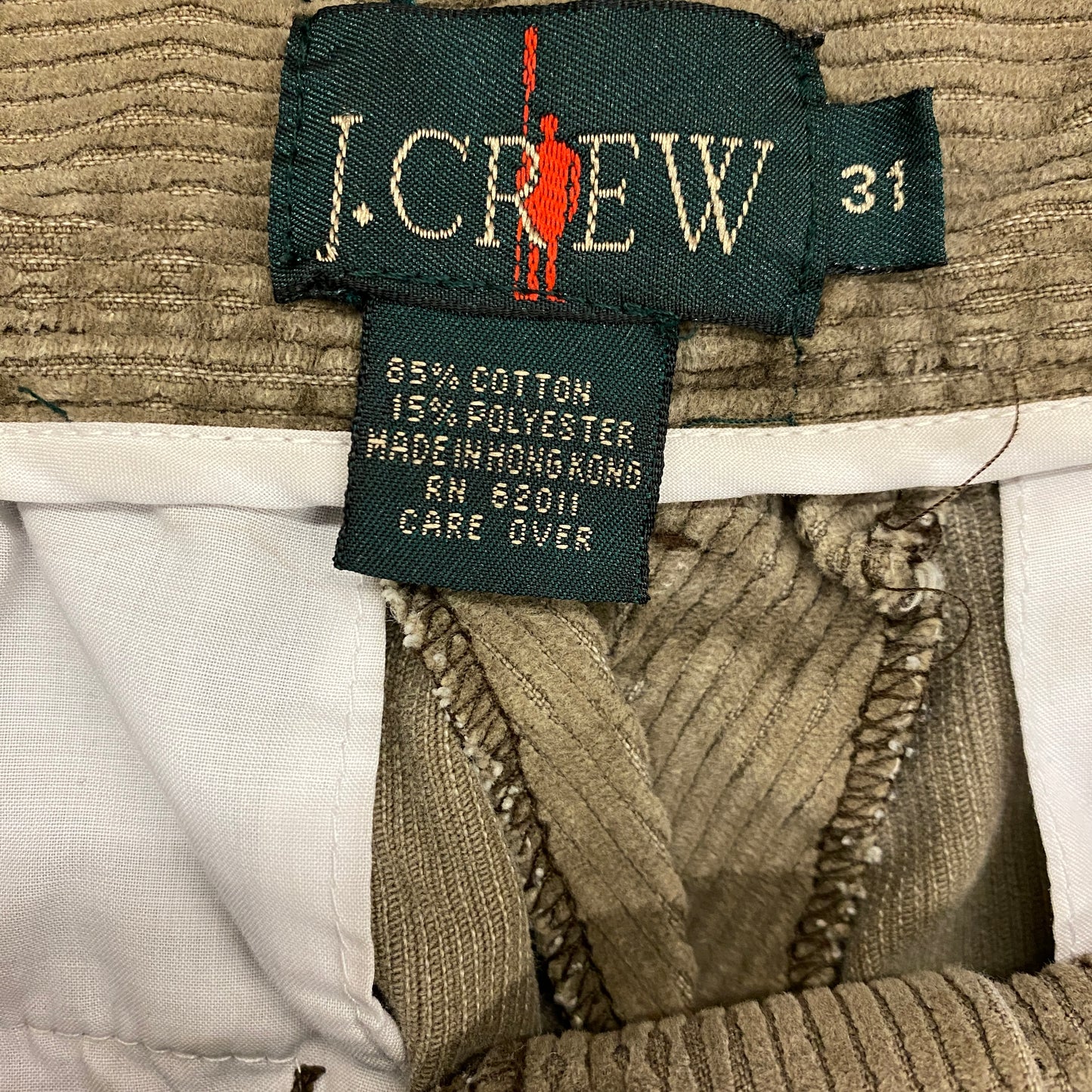 1990s J. Crew Pleated Tan Corduroy Pants - 28"x26"