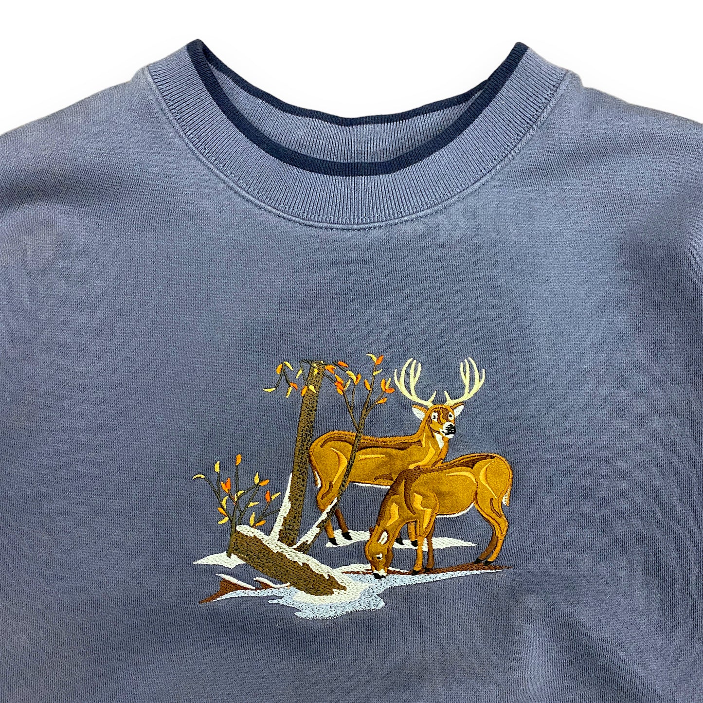 1990s Embroidered Deer Sweatshirt - Size Large