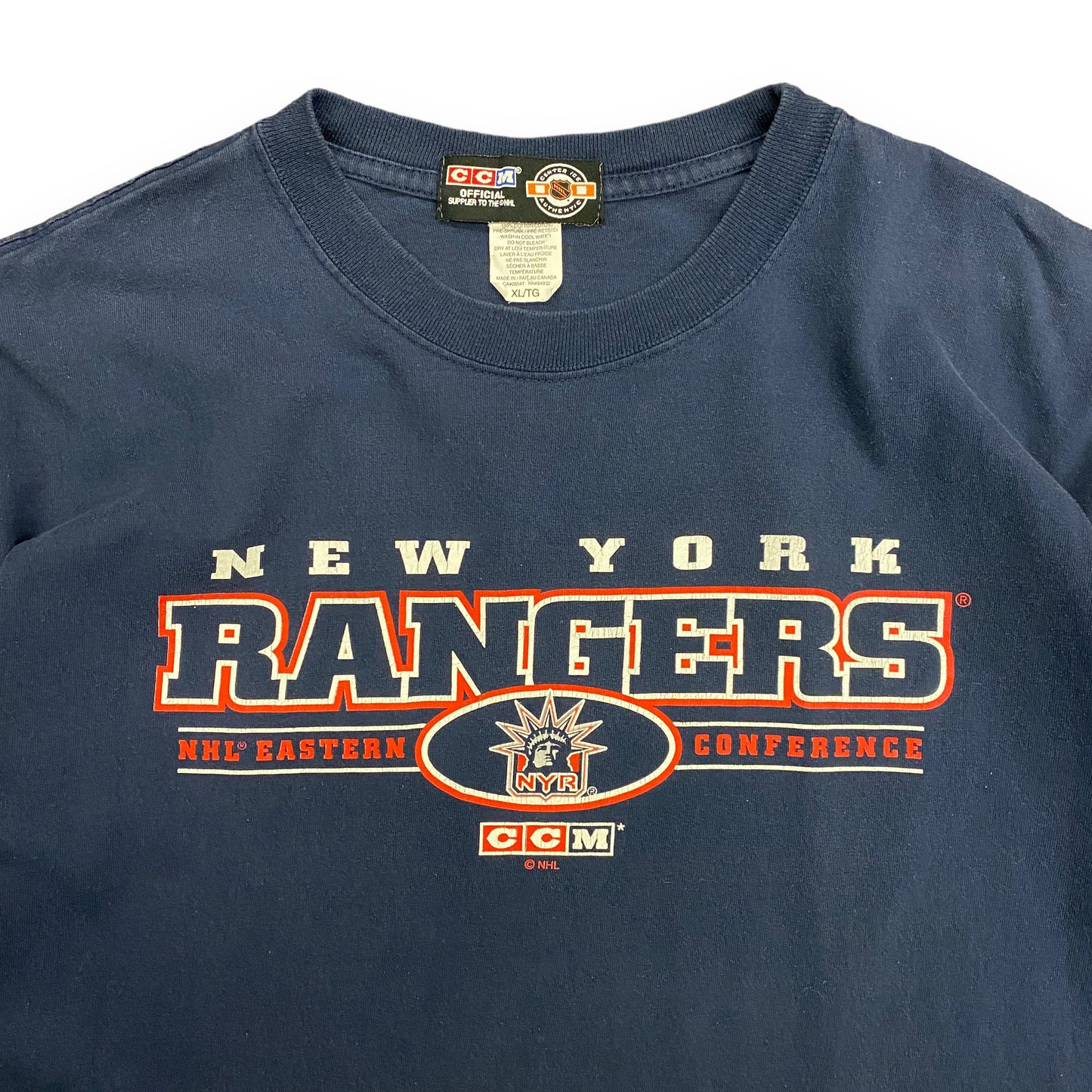 Vintage CCM New York Rangers Hockey Logo Tee - Size XL