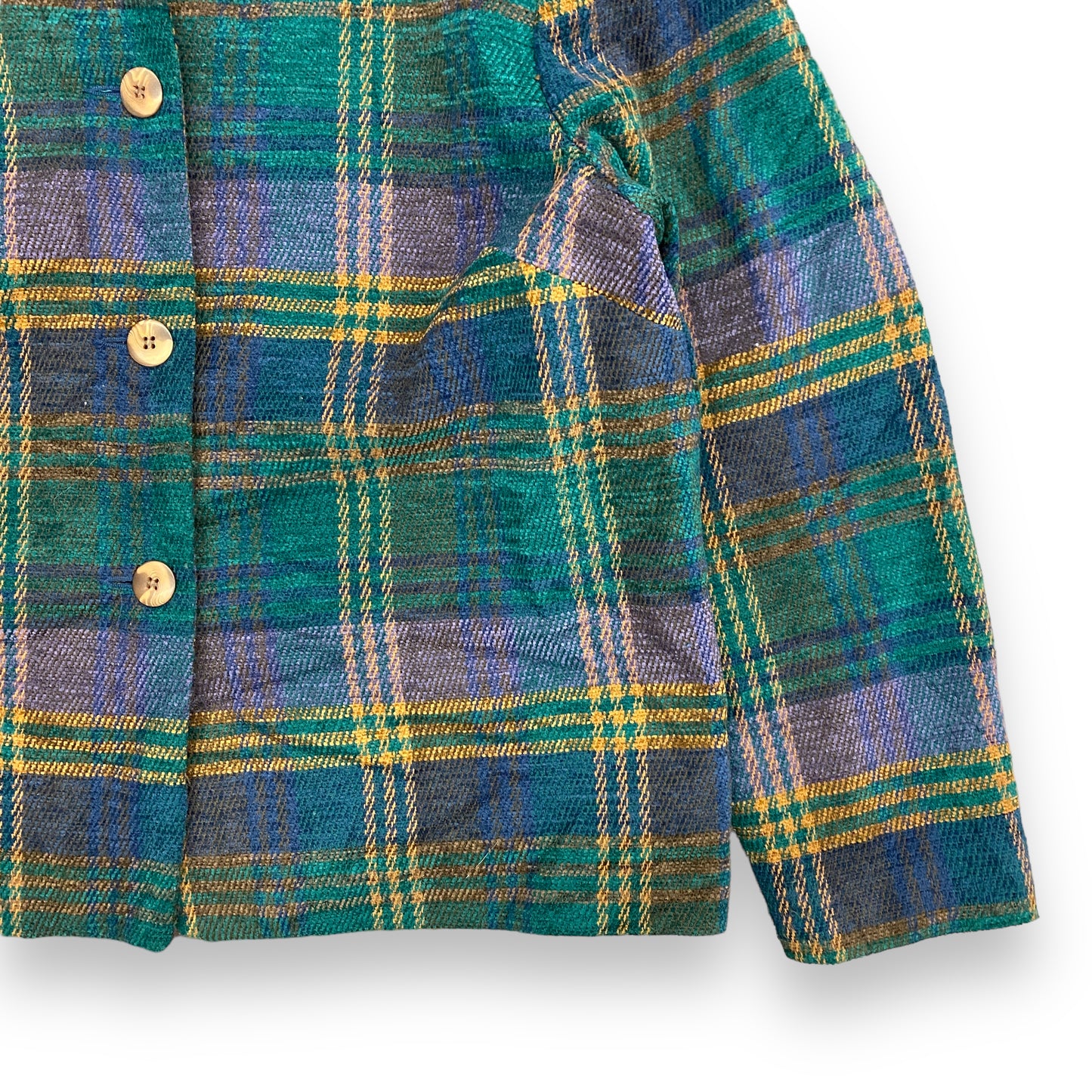 Vintage Green & Purple Plaid Button Up Jacket - Size Medium