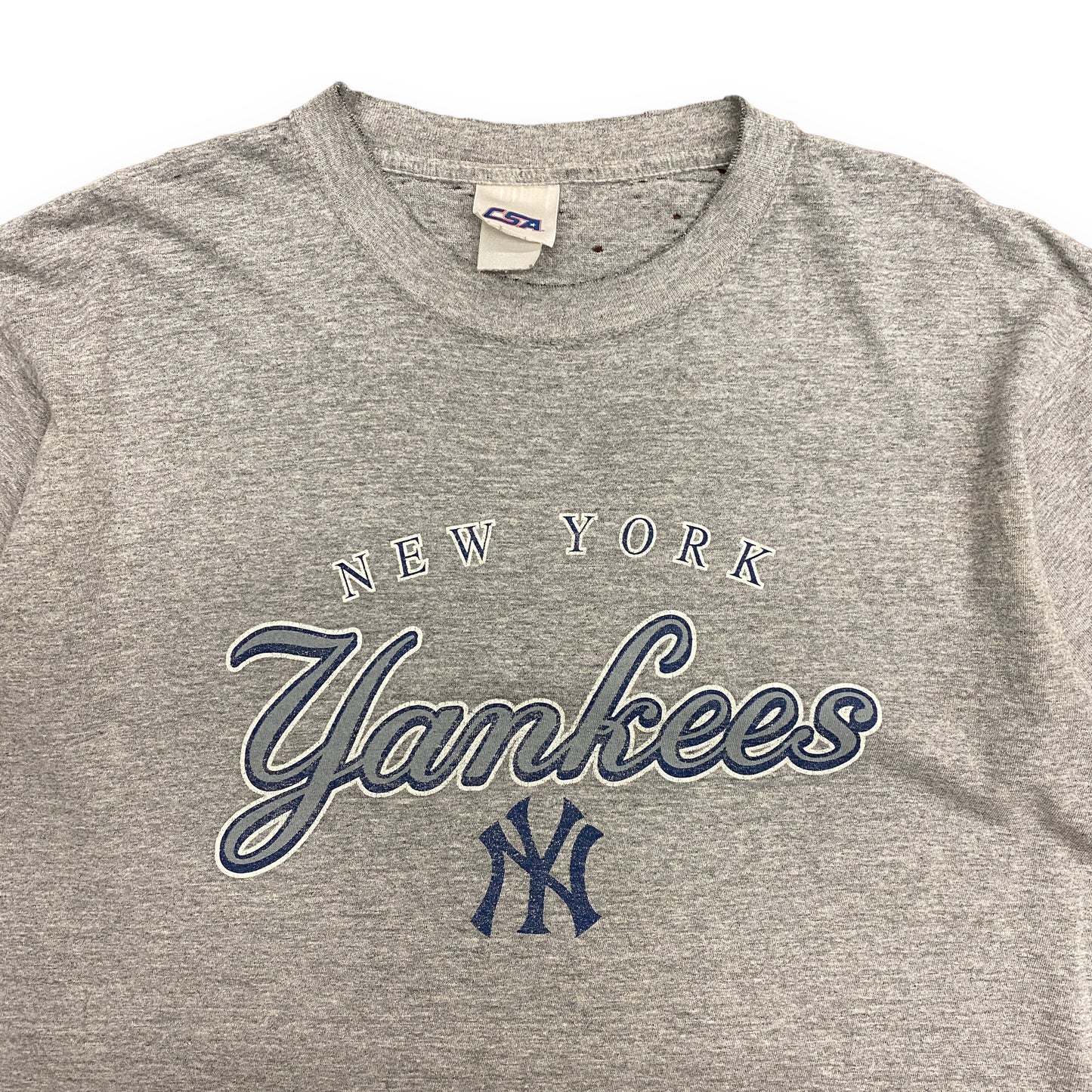 Vintage 1990s New York Yankees Gray Logo Tee - Size Large