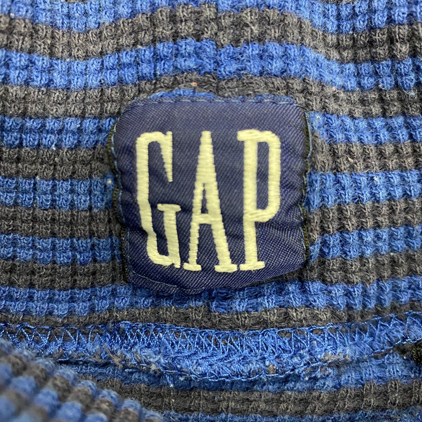 Vintage Gap Black & Blue Waffle Knit Turtleneck - Size Large