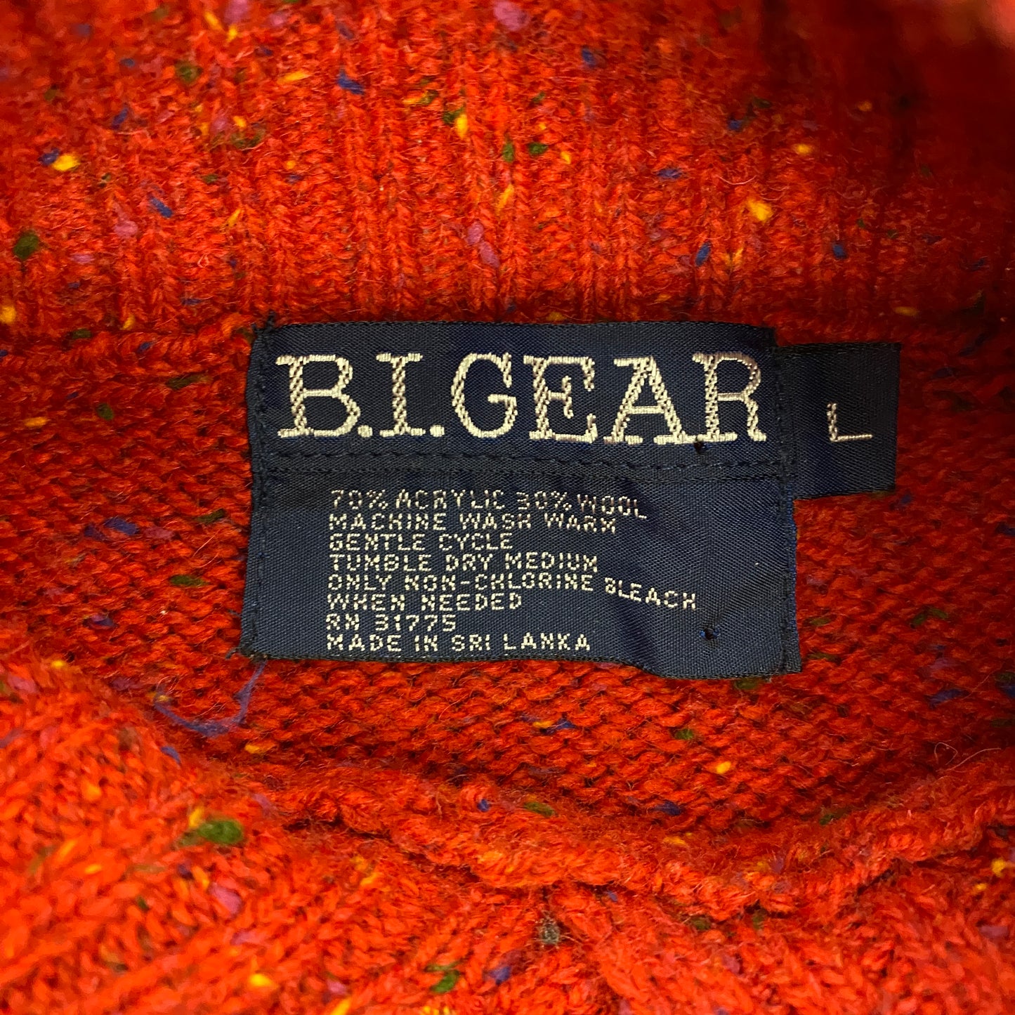 Vintage Wool Mock Neck Rainbow Weave Sweater - Size Large