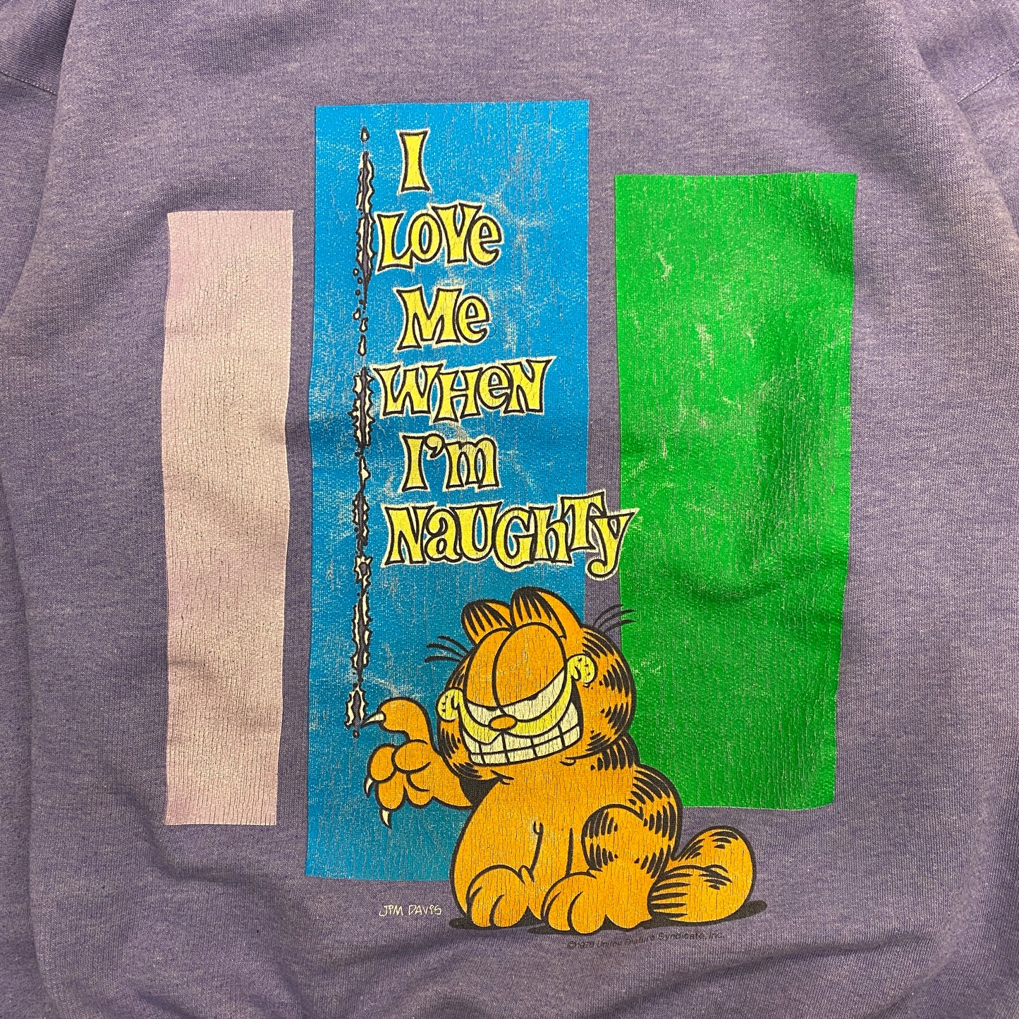 Vintage Garfield "I Love me When I'm Naughty" Purple Sweatshirt - Size Large