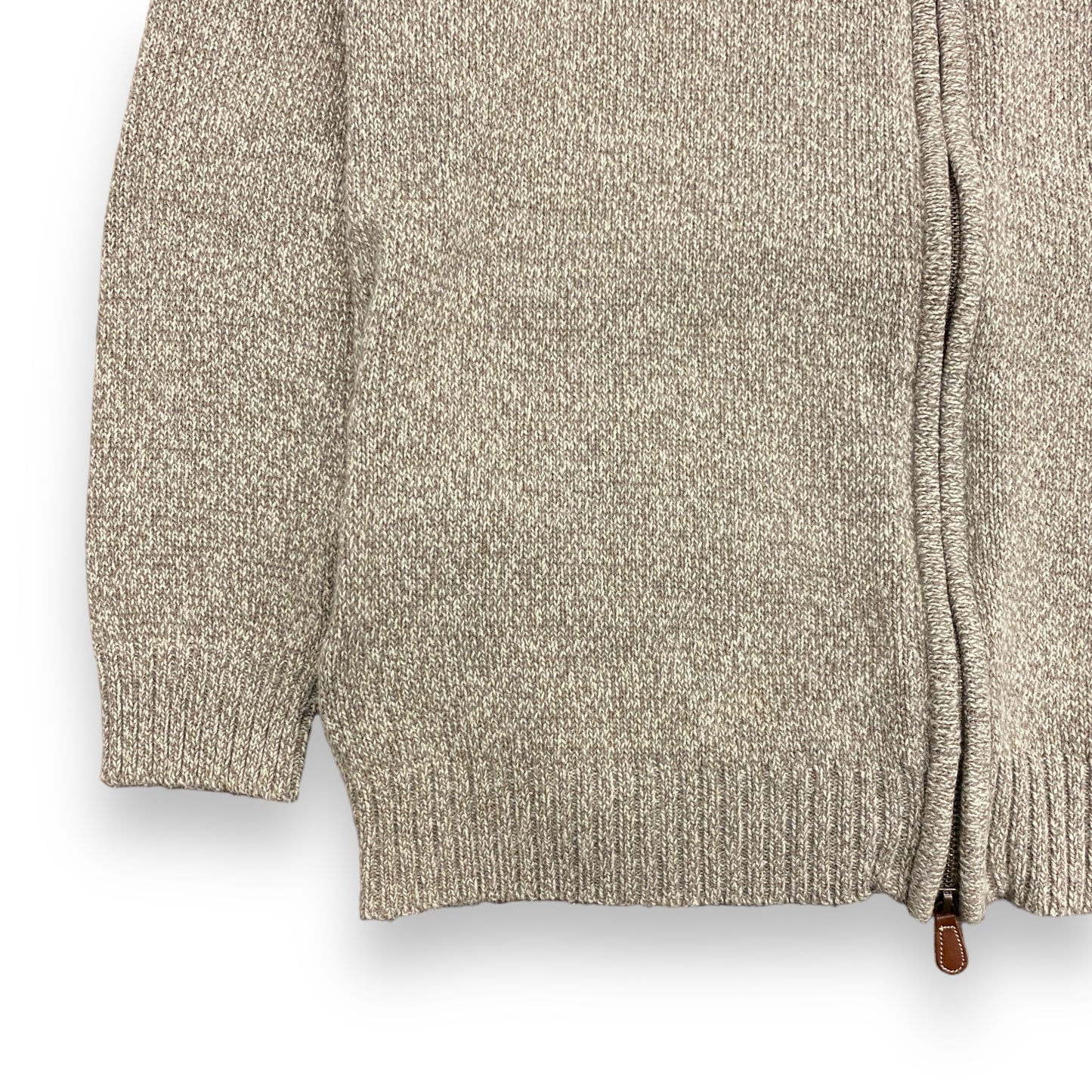 Oscar De La Renta Tan Knit Zip-Up Sweater - Size Small