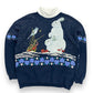 90s All-Over-Print "Snowy Rabbits" Turtleneck Sweatshirt - Size XL