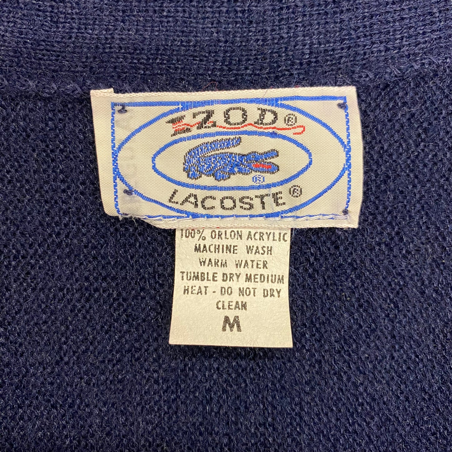 Vintage 1970s Izod Lacoste Navy Blue Cardigan Sweater - Size Medium