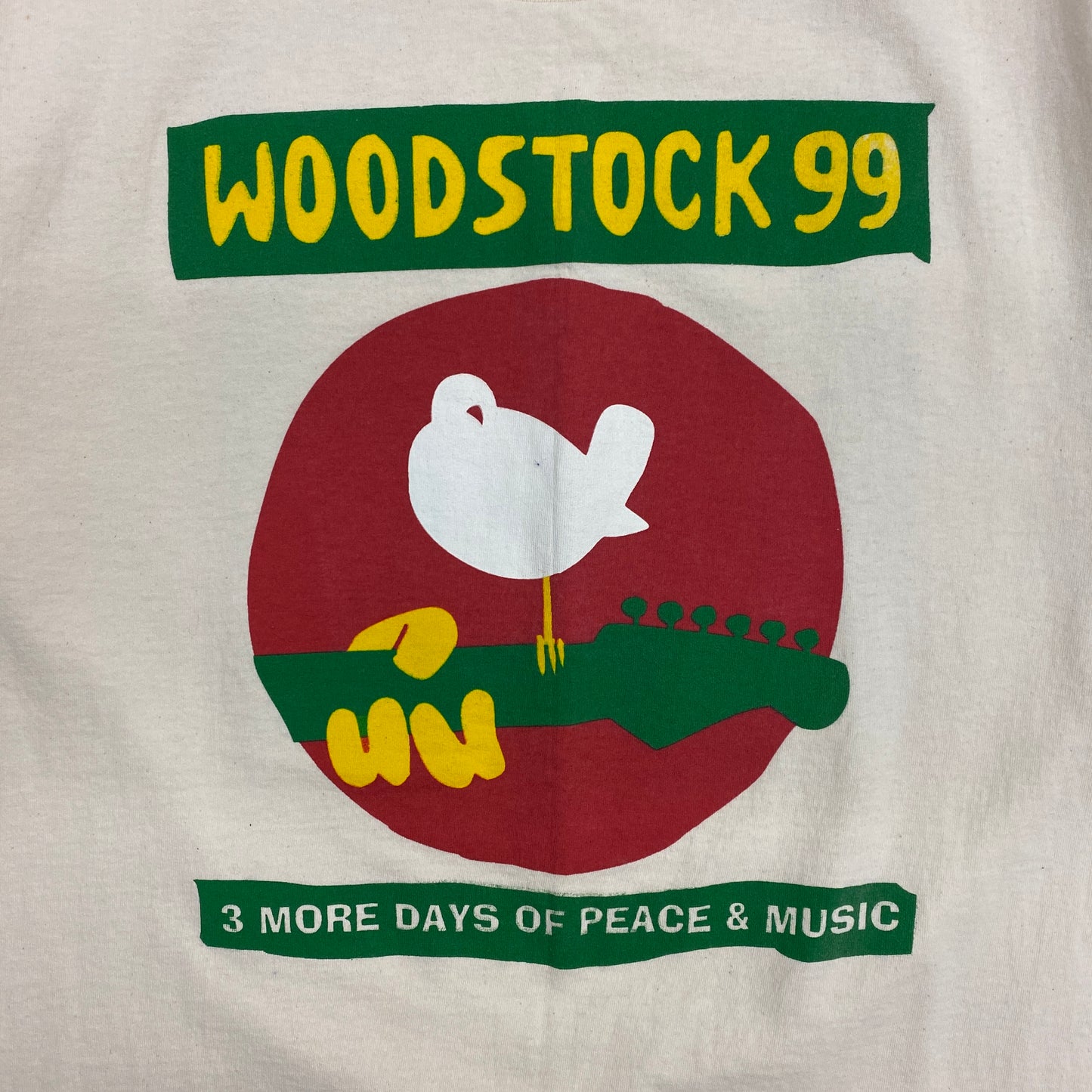 Vintage Woodstock '99 Cream Colored Logo Tee - Size Large