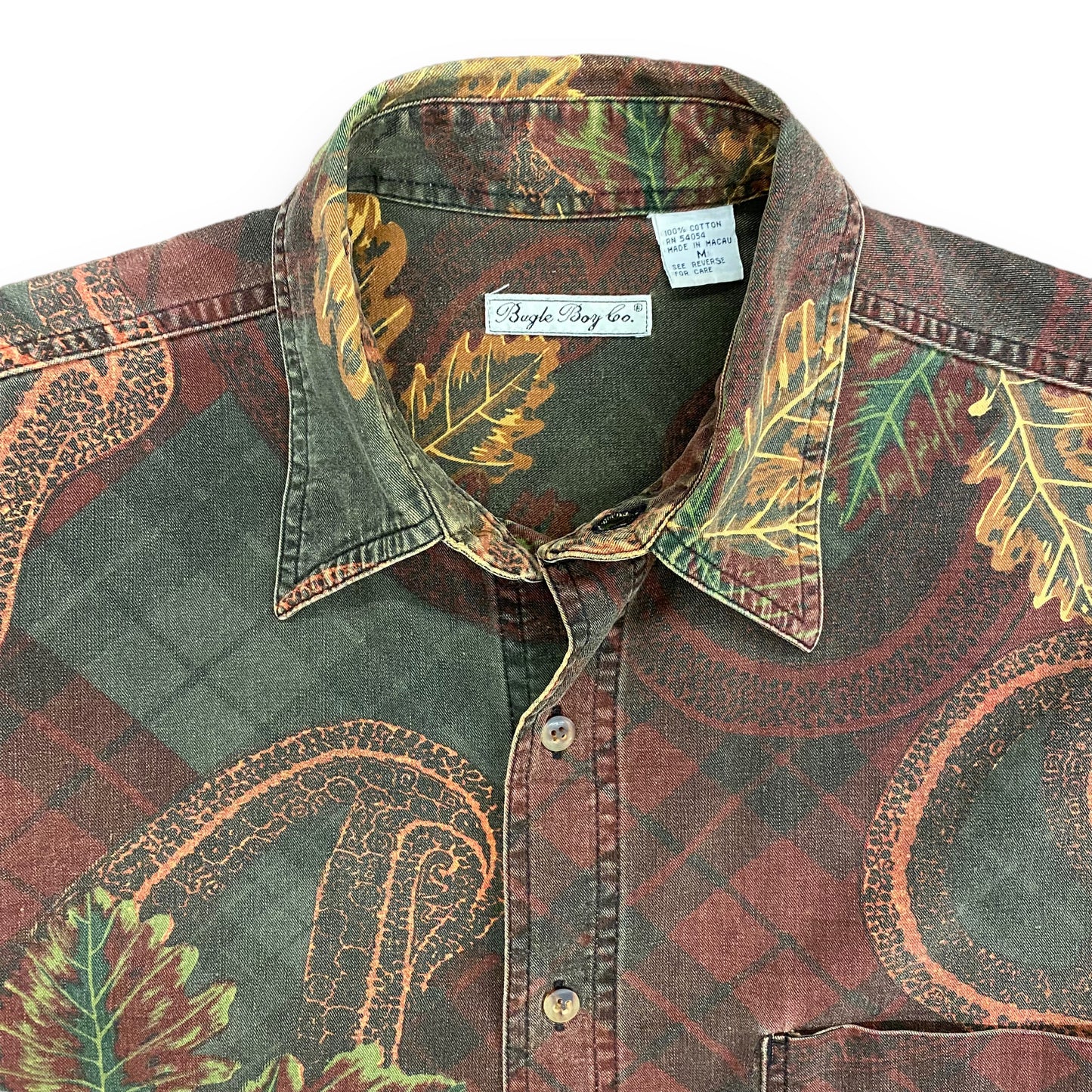 Vintage Bugle Boy Co. Paisley All Over Print Button Up Shirt - Size Medium