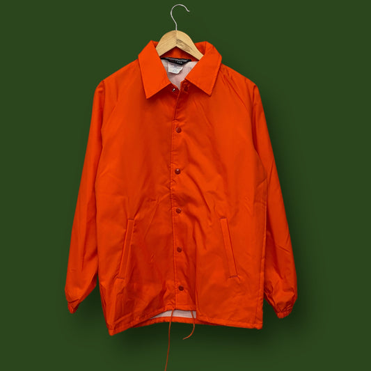 1980s Lined Orange Coaches Jacket - Size Small