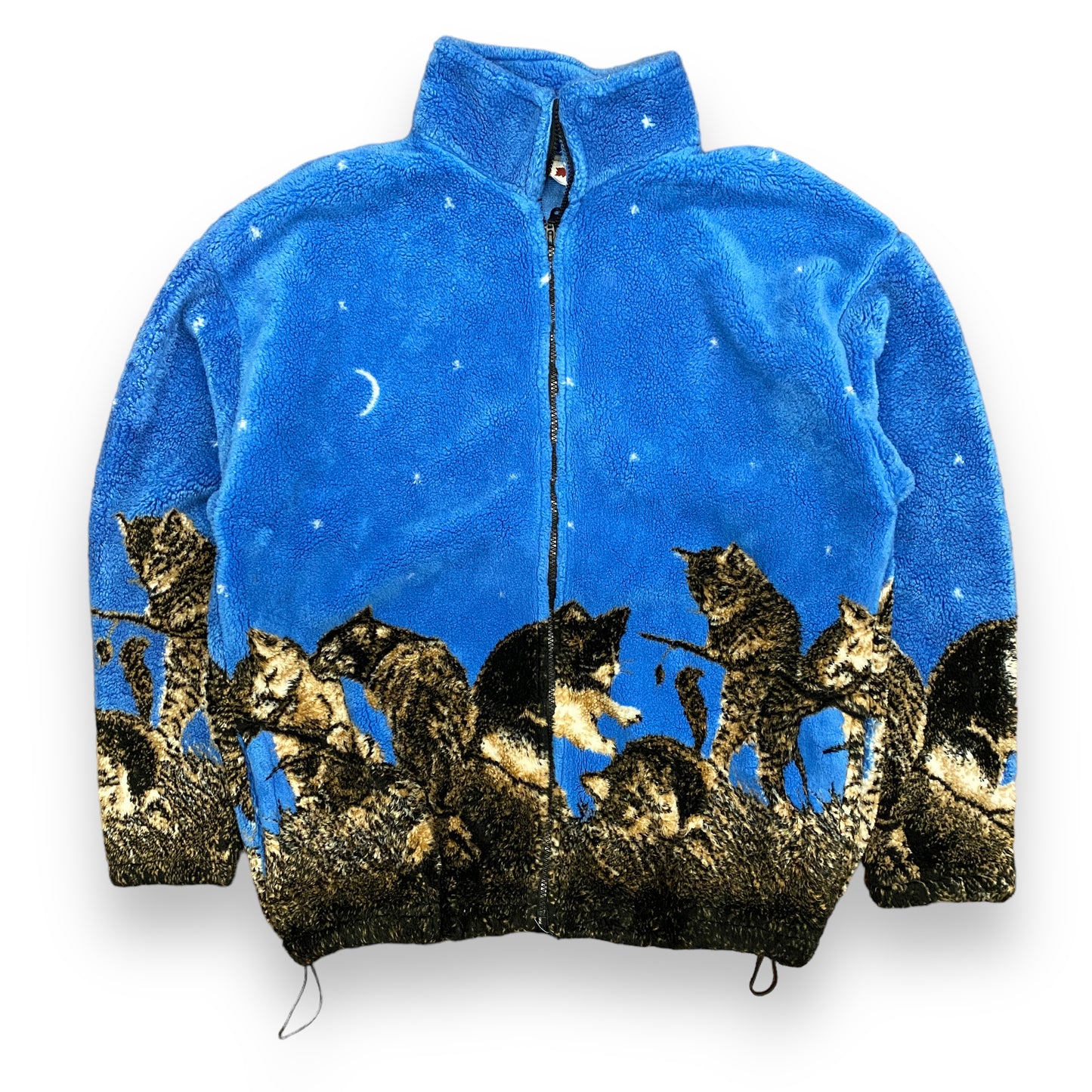 Vintage AOP Cats Fleece Jacket - Size XL