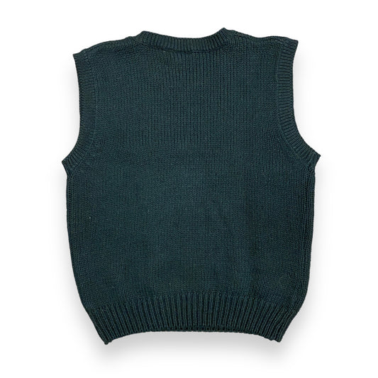 1980s Black Floral Sweater Vest - Size Medium
