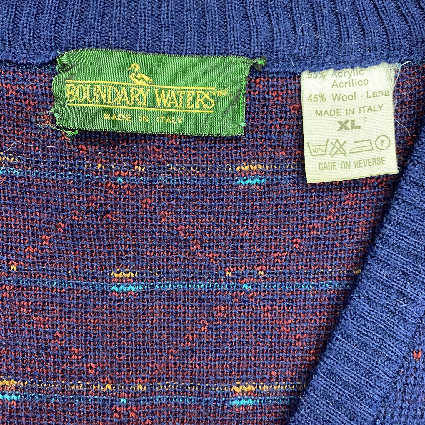Vintage 1980s Boundary Waters Italian Knit Wool Sweater Vest - Size XL