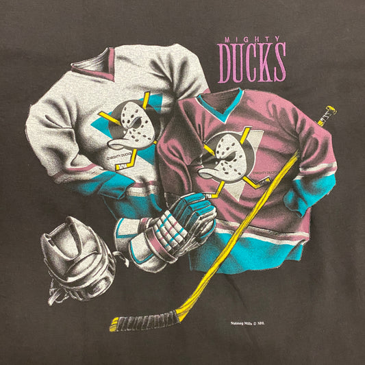 Vintage 1990s Nutmeg Mills Anaheim Mighty Ducks Hockey Tee - Size XL