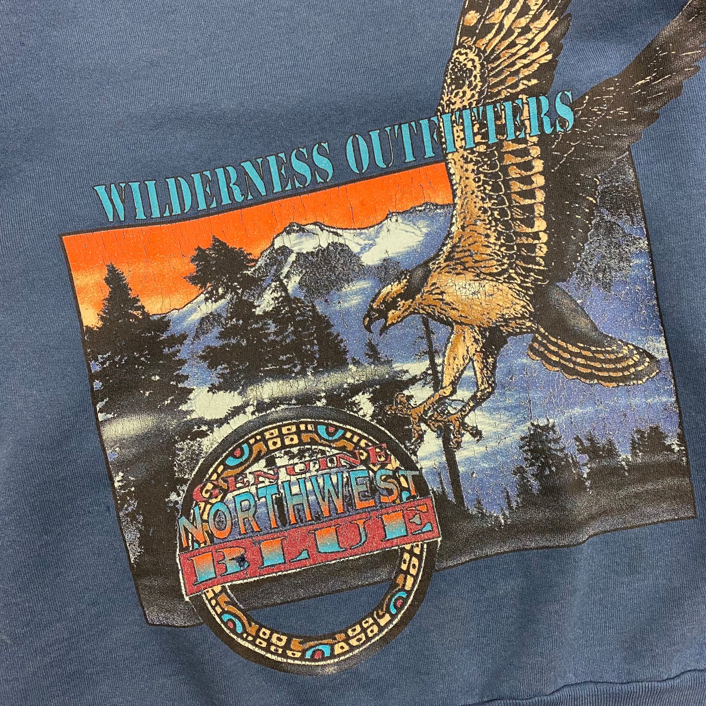 Vintage 1990s Wilderness Outfitters "Northwest Blue" Crewneck - Size Large