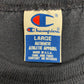 1990s Champion Navy Single Stitch Logo Tee - Size Large