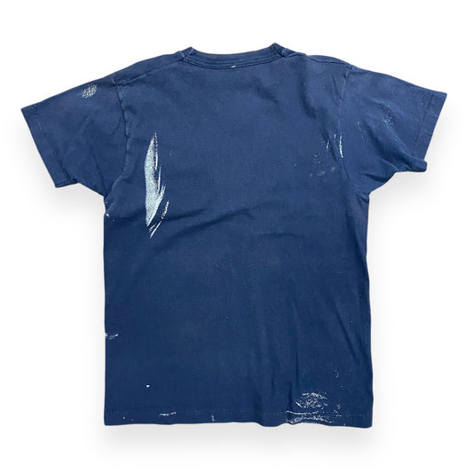 Vintage 1980s Paint Splattered Navy Pocket Tee - Size M/L