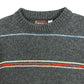 1980s Charcoal Gray Striped Wool Sweater - Size Medium