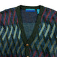 1990s Geometric Knit Wool Blend Cardigan - Size Medium