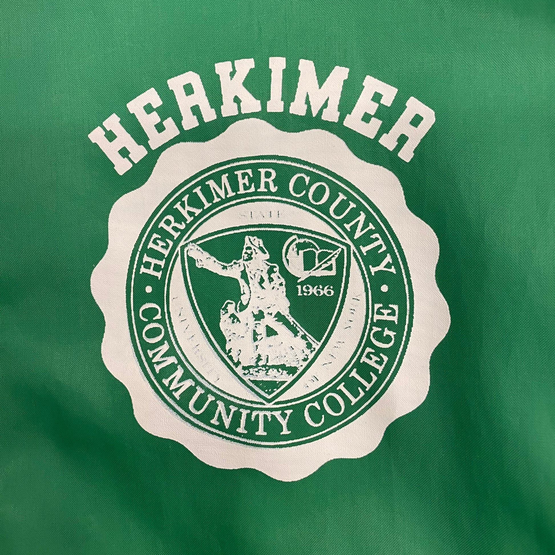 J Vintage 80s/90s Herkimer County Community College Green Bomber Jacket - Size Medium