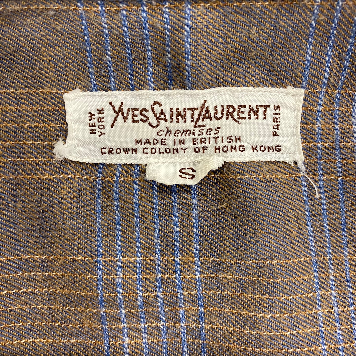 Early 1980s Yves Saint Laurent Dark Plaid Flannel Button Up - Size Small