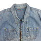 Vintage Oversized Denim Short Sleeve Zip Up Shirt - Size XL