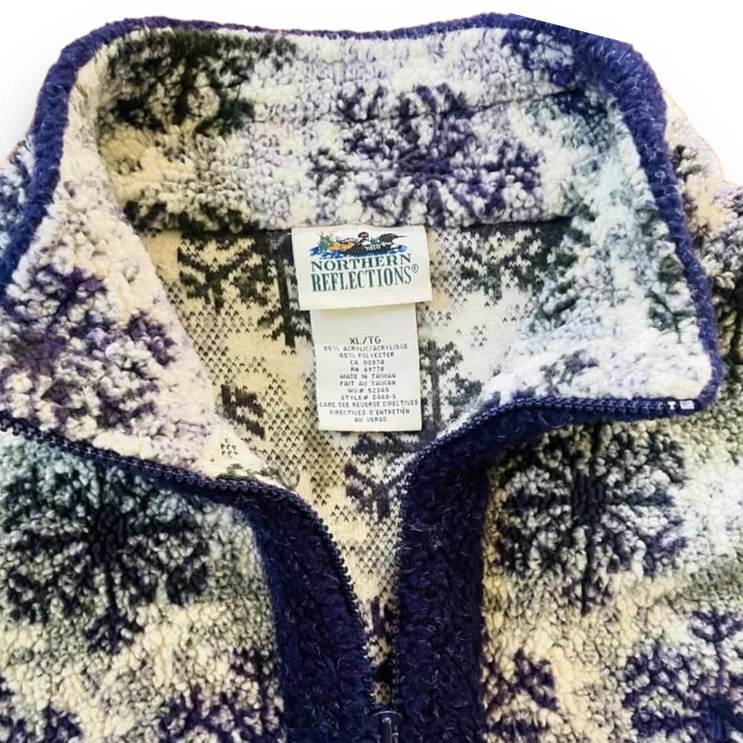 1990s Northern Reflections "Snowflake" Fleece Zip Up Jacket - Size XL