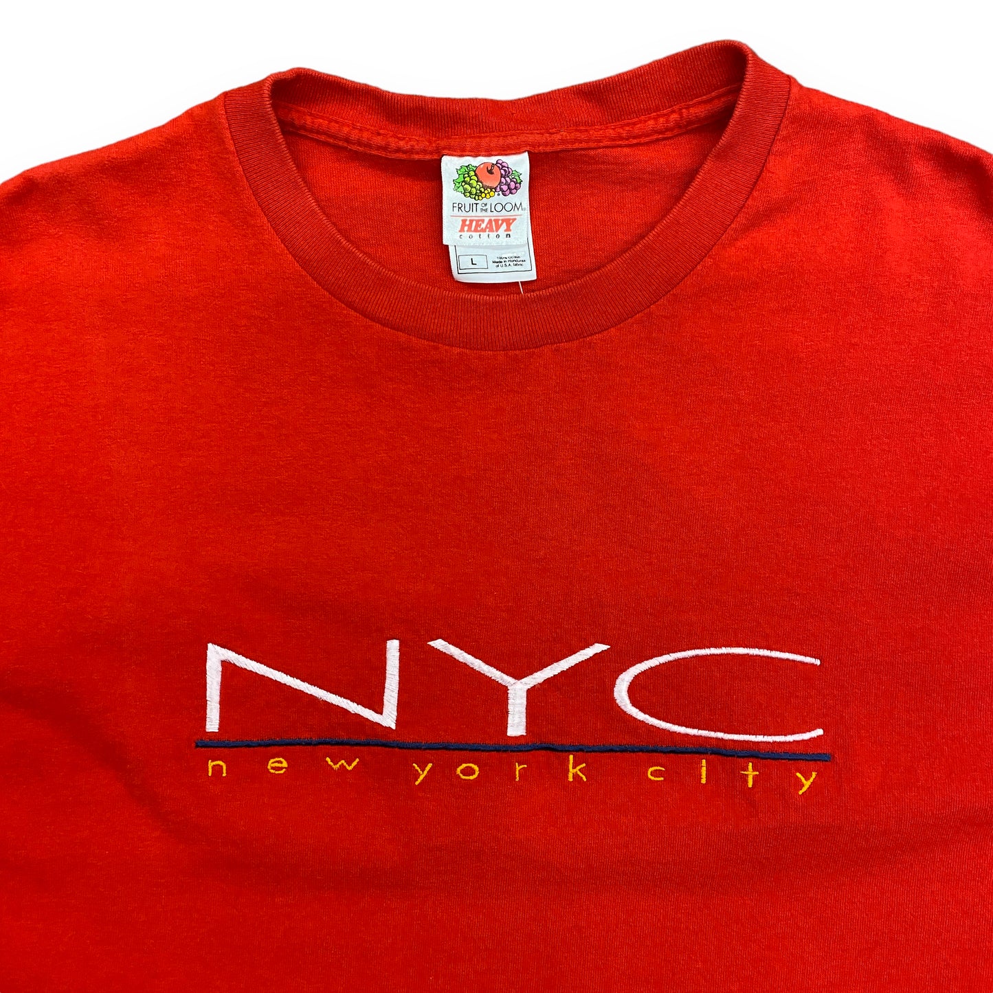 Vintage New York City Embroidered Red Tee - Size Large