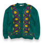 Vintage 1980s Dark Green Knit Button Up Sweater - Size Medium