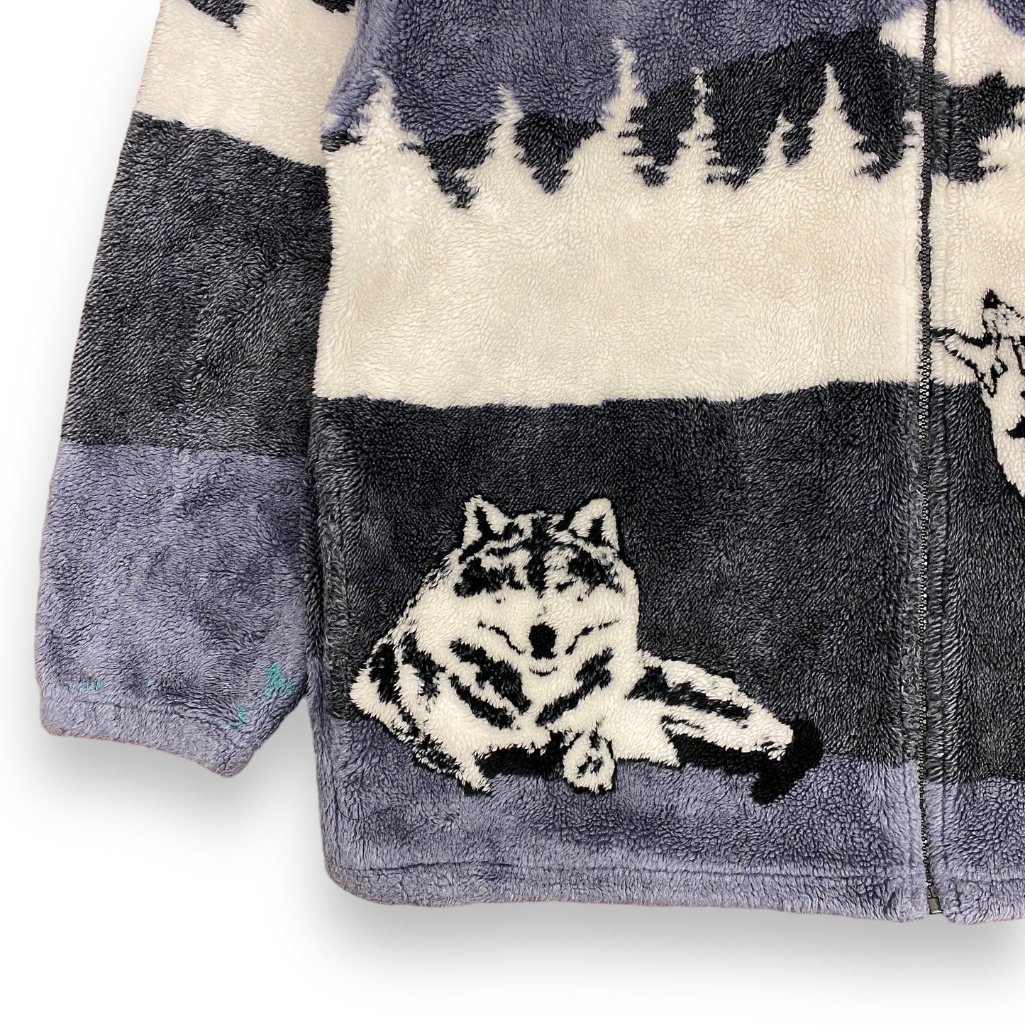 Vintage 90s All Over Print Wolf Fleece Jacket - Size Large