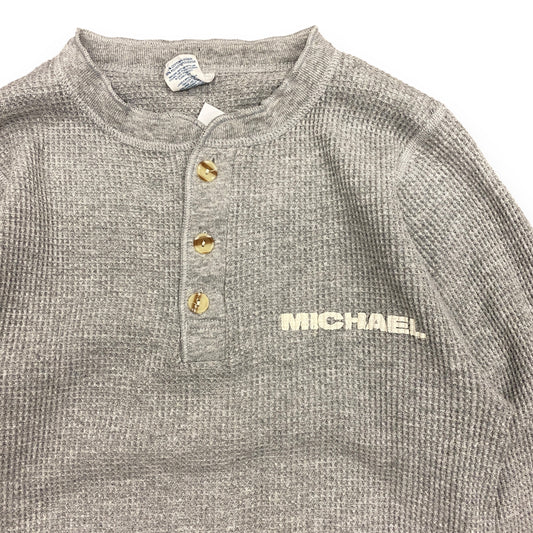 Vintage 1990s Waffle Knit "Michael" Henley Long Sleeve - Size XL