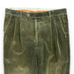 Vintage Dark Green Pleated Corduroy Pants - 36"x28"