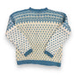 1970s Hand-Knit Blue & white Button Up Ski Sweater - Size L/XL
