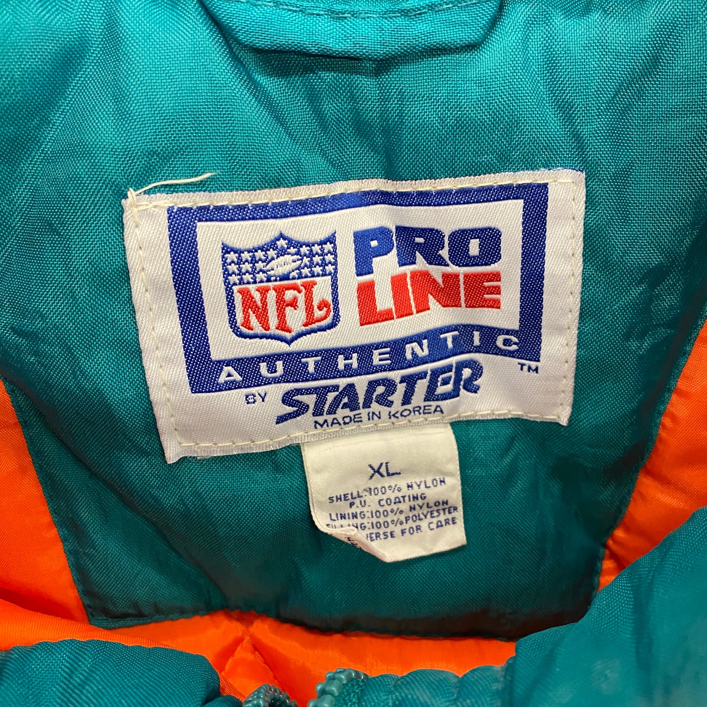 90s Starter Pro Line Authentic Miami Dolphins Puffer Jacket - Size XL