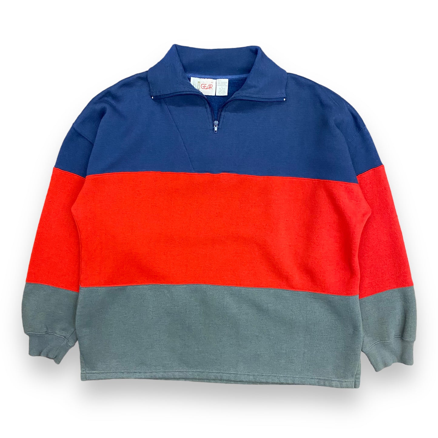Vintage Quarter-Zip Colorblock Sweatshirt - Size Large