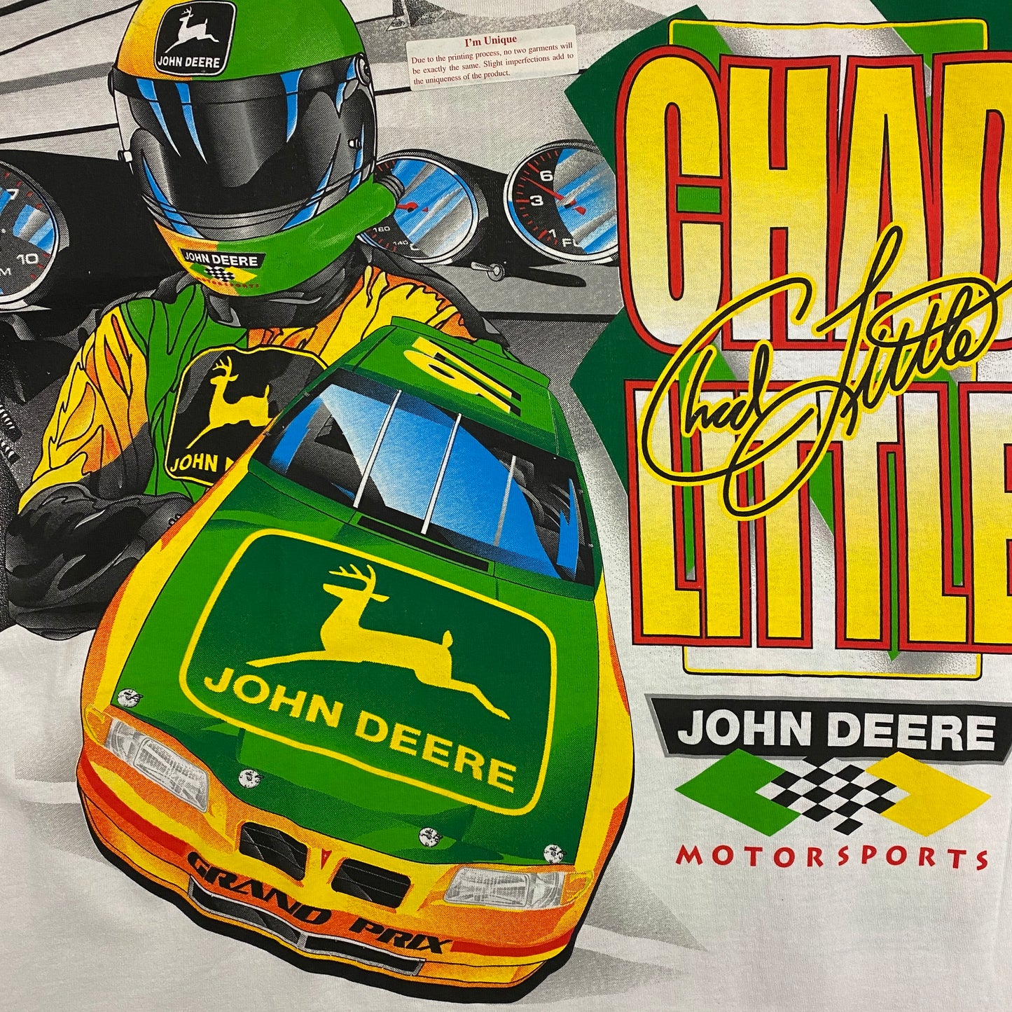 Vintage 90s Chad Little x John Deere Motorsports AOP NASCAR Tee - Size XXL
