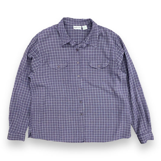 1990s Purple Window Pane Button Up Shirt - Size XL (Fits Large)