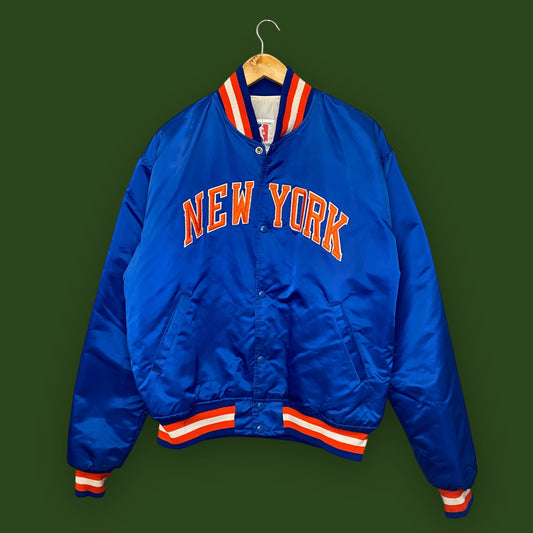Vintage 1990s Starter New York Knicks Satin Bomber Jacket - Size XL